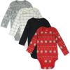 imageHonestBaby Baby Long Sleeve OnePiece Organic Cotton Bodysuits Multipack Legacy4pack Fair Isle Gray