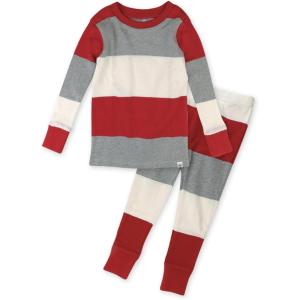 imageHonestBaby Baby Holiday 2Piece Pajamas Sleepwear PJs 100 Organic Cotton for Infant Baby and Toddler Boys ampamp Girls UnisexJumbo Stripe Holiday Red