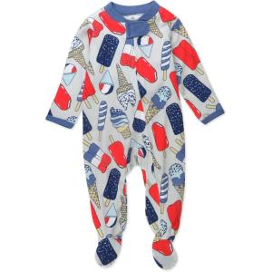 imageHonestBaby Baby Holiday Sleep and Play Footed Holiday Pajamas Onepiece Sleeper Zipfront Organic Cotton PjsIce Cream Independence