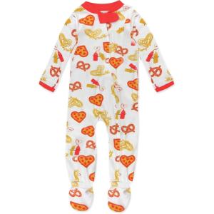 imageHonestBaby Baby Holiday Sleep and Play Footed Holiday Pajamas Onepiece Sleeper Zipfront Organic Cotton PjsJunk Food Lover