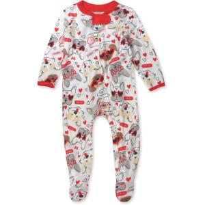 imageHonestBaby Baby Holiday Sleep and Play Footed Holiday Pajamas Onepiece Sleeper Zipfront Organic Cotton PjsPug Love