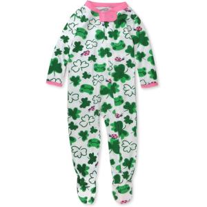 imageHonestBaby Baby Holiday Sleep and Play Footed Holiday Pajamas Onepiece Sleeper Zipfront Organic Cotton PjsSt Pats Girl