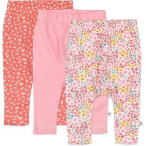 imageHonestBaby Multipack Harem Pants Roomy Fit Pull on Bottoms 100 Organic Cotton for Infant Baby Boys Girls Unisex3pack Meadow Floral Pink Blush