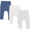 imageHonestBaby Multipack Harem Pants Roomy Fit Pull on Bottoms 100 Organic Cotton for Infant Baby Boys Girls Unisex3pack Classic Stripe Navy