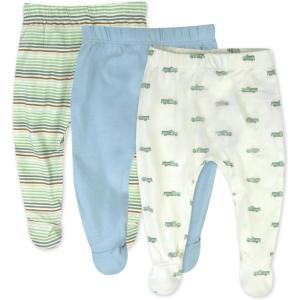 imageHonestBaby 3Pack Footed Pants Roomy Fit Pull on Bottoms 100 Organic Cotton for Infant Baby Boys Girls UnisexRetro Ride Almond