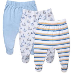 imageHonestBaby 3Pack Footed Pants Roomy Fit Pull on Bottoms 100 Organic Cotton for Infant Baby Boys Girls UnisexShips a Hoy