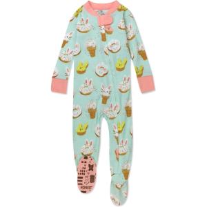 imageHonestBaby Baby 100 Organic Cotton Celebration NonSlip Footed OnePiece ZipFront PajamasBakery Bunnies