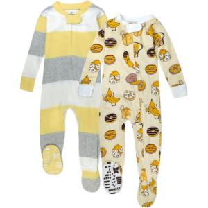 imageHonestBaby Baby 100 Organic Cotton Celebration NonSlip Footed OnePiece ZipFront PajamasSweet Banana