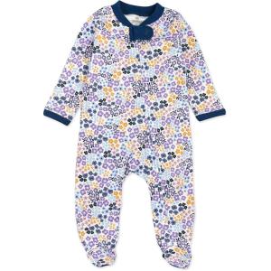 imageHonestBaby Classics Sleep ampamp Play Footed OnePiece Pajama Sleeper 100 Organic CottonMeadow Floral Purple