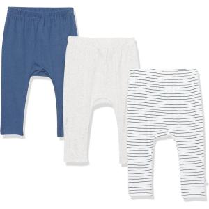 imageHonestBaby Multipack Harem Pants Roomy Fit Pull on Bottoms 100 Organic Cotton for Infant Baby Boys Girls Unisex3pack Classic Stripe Navy