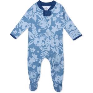imageHonestBaby Sleep ampamp Play Footed OnePiece Pajama Sleeper 100 Organic Cotton Baby BoysTropic Shadow Chambray