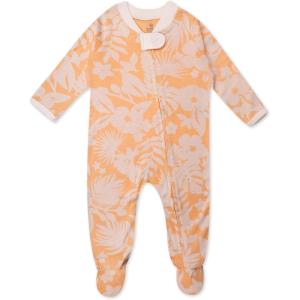 imageHonestBaby Sleep ampamp Play Footed OnePiece Pajama Sleeper 100 Organic Cotton Baby GirlsTropic Shadow Peach
