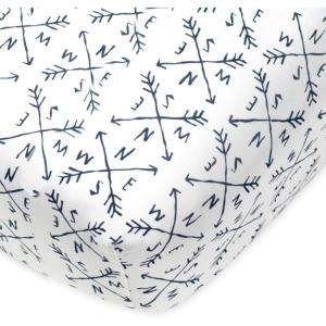 imageHonestBaby UnisexBaby Classics Fitted Crib Sheets Set Standard Mattress 100 Organic Cotton Baby Boys Girls Neutral 2 Pack  Love Dot One Size1 Pack  Compass
