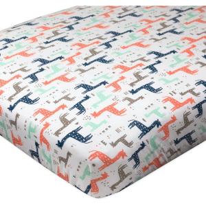 imageHonestBaby UnisexBaby Classics Fitted Crib Sheets Set Standard Mattress 100 Organic Cotton Baby Boys Girls Neutral 2 Pack  Love Dot One Size1 Pack  Multicolored Giraffes