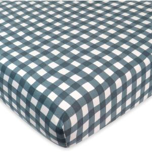imageHonestBaby UnisexBaby Classics Fitted Crib Sheets Set Standard Mattress 100 Organic Cotton Baby Boys Girls Neutral 2 Pack  Love Dot One Size1 Pack  Painted Buffalo Check Charcoal
