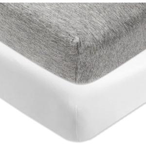 imageHonestBaby UnisexBaby Classics Fitted Crib Sheets Set Standard Mattress 100 Organic Cotton Baby Boys Girls Neutral 2 Pack  Love Dot One Size2 Pack  Heather Gray