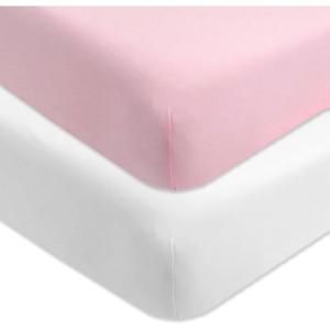 imageHonestBaby UnisexBaby Classics Fitted Crib Sheets Set Standard Mattress 100 Organic Cotton Baby Boys Girls Neutral 2 Pack  Love Dot One Size2 Pack  Light Pink