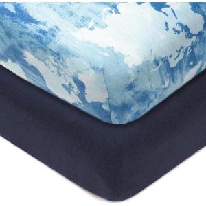 imageHonestBaby UnisexBaby Classics Fitted Crib Sheets Set Standard Mattress 100 Organic Cotton Baby Boys Girls Neutral 2 Pack  Love Dot One Size2 Pack  Watercolor World