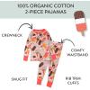 imageHonestBaby 2Piece Pajamas Sleepwear Pjs 100 Organic Cotton for Baby Toddler Kids GirlIce Cream Rose