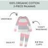 imageHonestBaby 2Piece Pajamas Sleepwear Pjs 100 Organic Cotton for Baby Toddler Kids GirlJumbo Stripe Petal Pink