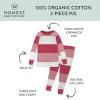 imageHonestBaby 2Piece Pajamas Sleepwear Pjs 100 Organic Cotton for Baby Toddler Kids GirlJumbo Stripe Pink Rose