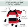 imageHonestBaby Celebration 2Piece Pajamas Sleepwear Pjs 100 Organic Cotton for Baby Toddler KidsBold Stripe Red White Blu