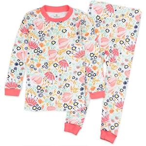 imageHonestBaby 2Piece Pajamas Sleepwear Pjs 100 Organic Cotton for Baby Toddler Kids GirlFlower Power