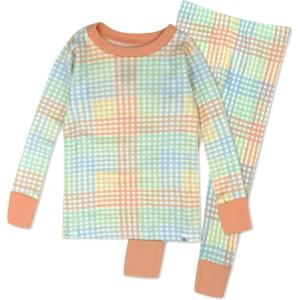 imageHonestBaby 2Piece Pajamas Sleepwear Pjs 100 Organic Cotton for Baby Toddler Kids GirlSeersucker Plaid Fawn