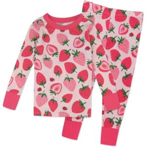 imageHonestBaby 2Piece Pajamas Sleepwear Pjs 100 Organic Cotton for Baby Toddler Kids GirlStrawberry Slice