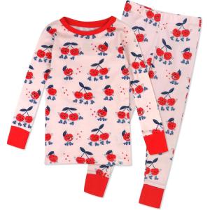 imageHonestBaby Celebration 2Piece Pajamas Sleepwear Pjs 100 Organic Cotton for Baby Toddler KidsCherry Crush