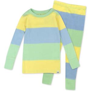 imageHonestBaby Celebration 2Piece Pajamas Sleepwear Pjs 100 Organic Cotton for Baby Toddler KidsEaster Stripe Blue