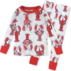 imageHonestBaby Celebration 2Piece Pajamas Sleepwear Pjs 100 Organic Cotton for Baby Toddler KidsLobster