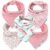 imageHonestBaby Multipack Reversible Bandana Drool Bibs Burpcloths Adjustable Snaps for Infant Baby BoysGirls 100 Organic CottonStrawberry Cream