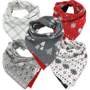 imageHonestBaby Multipack Reversible Bandana Drool Bibs Burpcloths Adjustable Snaps for Infant Baby BoysGirls 100 Organic CottonFair Isle Red