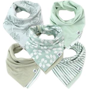 imageHonestBaby Multipack Reversible Bandana Drool Bibs Burpcloths Adjustable Snaps for Infant Baby BoysGirls 100 Organic CottonJumbo Leaf Sage