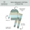 imageHonestBaby 2Piece Pajamas Sleepwear Pjs 100 Organic Cotton for Baby Toddler Kids BoyJumbo Stripe Sage
