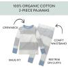 imageHonestBaby 2Piece Pajamas Sleepwear Pjs 100 Organic Cotton for Baby Toddler Kids BoyRugby Stripe Light Heather Gray