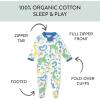 imageHonestBaby Sleep and Play Footed Pajamas OnePiece Sleeper Jumpsuit ZipFront Pjs Organic Cotton for Baby Girls UnisexBirthday Bash Blue