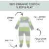 imageHonestBaby Sleep and Play Footed Pajamas OnePiece Sleeper Jumpsuit ZipFront Pjs Organic Cotton for Baby Girls UnisexBold Stripe Sage