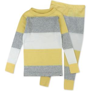 imageHonestBaby 2Piece Pajamas Sleepwear Pjs 100 Organic Cotton for Baby Toddler Kids BoyBold Stripe Banana Butter