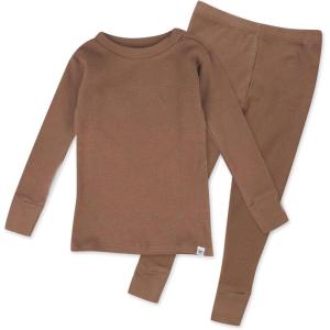 imageHonestBaby 2Piece Pajamas Sleepwear Pjs 100 Organic Cotton for Baby Toddler Kids BoyBrown