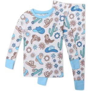 imageHonestBaby 2Piece Pajamas Sleepwear Pjs 100 Organic Cotton for Baby Toddler Kids BoyDesert Charmer Aqua