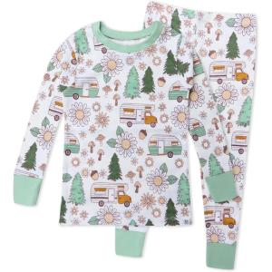 imageHonestBaby 2Piece Pajamas Sleepwear Pjs 100 Organic Cotton for Baby Toddler Kids BoyGroovy Camper