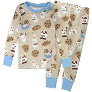 imageHonestBaby 2Piece Pajamas Sleepwear Pjs 100 Organic Cotton for Baby Toddler Kids BoyMilk N Cookies