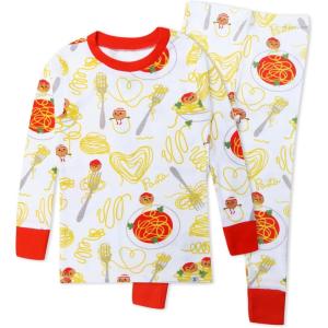 imageHonestBaby 2Piece Pajamas Sleepwear Pjs 100 Organic Cotton for Baby Toddler Kids BoyPasta La Vista  Spaghetti and Meatballs