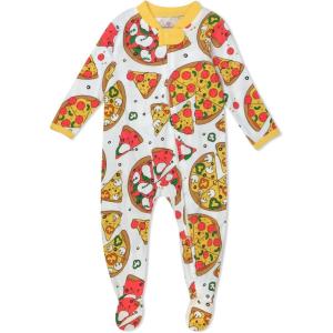 imageHonestBaby Sleep and Play Footed Pajamas OnePiece Sleeper Jumpsuit ZipFront Pjs Organic Cotton for Baby Girls UnisexPizza Party