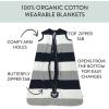 imageHonestBaby Zip Front Wearable Blanket 100 Organic Cotton for Infant Baby Boys GirlsJumbo Stripe Navy