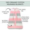 imageHonestBaby Zip Front Wearable Blanket 100 Organic Cotton for Infant Baby Boys GirlsJumbo Stripe Petal Pink