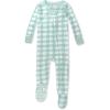 imageNonslip Footed Pajamas Onepiece Sleeper Zipfront Pjs 100 Organic Cotton for Baby BoysGreen Check
