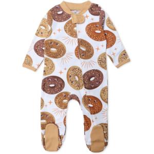 imageHonestBaby Sleep ampamp Play Footed Onepiece Pajama Sleeper 100 Organic Cotton Baby BoysBagel Schmagel
